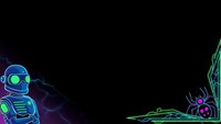 Futuristic neon astronaut and alien creature glowing in vibrant colors on black background for sci-fi gaming and digital art projects.