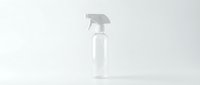 Clear spray bottle with trigger dispenser on white background, suitable for cleaning products, household solutions, and commercial packaging mockups.
