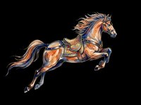 Galloping horse with ornate saddle and bridle, isolated on transparent background. Ready for t-shirt design, clipart, stickers, sublimation, and print-on-demand products.