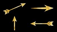 Gold arrow set isolated on transparent background, ready for t-shirt design, clipart, stickers, sublimation and print-on-demand projects.