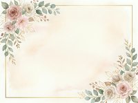 Vintage floral frame with roses and greenery on cream background, isolated design ready for wedding invitations, greeting cards, and stationery projects.