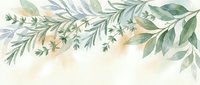 Watercolor eucalyptus leaves and branches border frame on soft beige background for wedding invitations and botanical design projects.