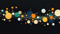 Colorful abstract bokeh lights and glowing circles on black background create magical festive atmosphere. Decorative design element for holiday themes.