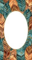 Watercolor tropical leaves frame isolated oval space with gold border, ready for custom text, quotes, or design elements on apparel, invitations, and marketing materials.