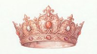 Ornate rose gold crown with intricate scrollwork and gemstones on transparent background, isolated royal tiara for luxury design projects.