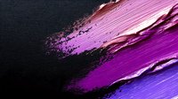 Vibrant diagonal brush strokes in purple, pink and blue hues against dark background create dynamic abstract composition with textured paint smears and artistic movement.