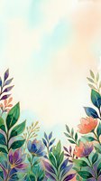 Watercolor floral border with colorful blooms and foliage on soft pastel background, isolated design element for invitations, greeting cards, and creative projects.