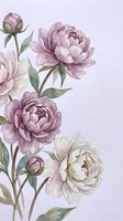 Watercolor peonies in soft pink and cream tones with green leaves on light purple background for romantic floral designs and feminine decor projects.