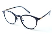 Modern round black eyeglasses frame with metal temples on white background, fashionable optical accessory for vision correction isolated.
