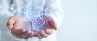 Medical professional holding holographic brain model showcasing neurology and healthcare technology for educational presentations and digital health concepts.