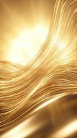 Flowing golden waves with smooth curved lines creating elegant abstract motion on warm luminous background for luxury design projects.