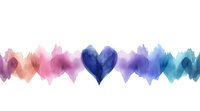 Watercolor heart border with soft blending pink, purple, and blue tones creates romantic seamless pattern for wedding stationery, valentines cards and love-themed designs.