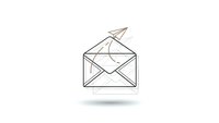 Minimalist line art envelope with paper airplane emerging, representing email marketing and digital communication concepts for business presentations.