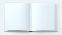 Open blank white book with empty pages spread flat against white background, isolated mockup for designers and publishers to showcase content.