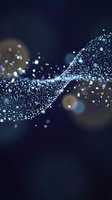 Sparkling blue wave of glittering particles flowing through dark space with bokeh lights creating magical atmosphere for luxury design projects.