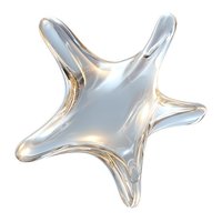 Transparent glass starfish sculpture with golden edges isolated on white background for modern home decor and luxury interior design projects.