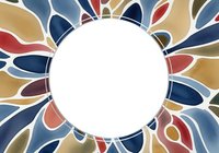 Colorful abstract flower petals arranged in circular frame with white center space, isolated on transparent background for design projects, posters, and creative layouts.