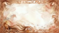 Elegant art nouveau copper frame with flowing organic lines and autumn leaves creating decorative border on textured background for vintage design projects.