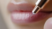 Close-up of permanent makeup procedure on lips showing needle application technique during micropigmentation treatment for cosmetic enhancement.