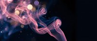 Abstract pink and purple smoke swirls flowing against dark background with glowing particles and bokeh effects for modern digital art projects.