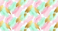 Watercolor brush strokes seamless pattern in pastel pink, mint green and gold colors. Repeating artistic background for textile, wallpaper and wrapping paper.