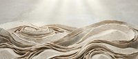Abstract flowing fabric waves in beige and cream tones creating elegant textile movement with soft lighting and smooth curves for luxury design projects.