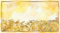 Elegant golden ornamental border with swirling flourishes and decorative scrollwork on cream background, suitable for invitations, certificates, and formal design projects.