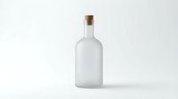 Clear glass bottle with cork stopper isolated on white background for product mockup and packaging design projects.