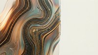 Abstract fluid marble texture with golden copper and teal swirls creating luxurious flowing patterns for modern design backgrounds and artistic projects.