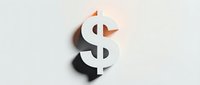 White dollar sign symbol with shadow on light background, representing finance, currency, money, banking, investment, and business concepts.