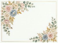 Vintage floral corner borders with roses, peonies, and eucalyptus leaves on isolated cream background. Perfect for wedding invitations, greeting cards, and stationery design projects.