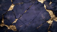 Dark navy blue cracked texture with golden metallic accents in crevices, creating luxurious abstract pattern for elegant background design and luxury branding.