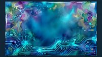 Futuristic digital technology background with circuit board patterns and vibrant blue purple gradient colors for modern tech designs and presentations.