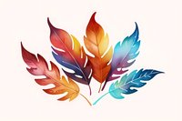 Colorful gradient feathers arranged in fan composition on light background. Vibrant watercolor style plumes in red, orange, yellow and turquoise shades for design projects.