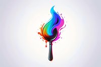 Vibrant rainbow paint dripping from black brush creates dynamic splash effect with flowing liquid motion on light background, artistic creativity concept.