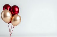Elegant red and gold metallic balloons bunch floating against light background, festive party decoration for celebrations and special occasions.