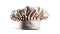 Professional white chef hat with pleated top crown isolated on white background, ready for restaurant branding and culinary design projects.