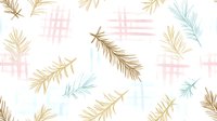 Delicate feathers in gold and turquoise scattered on white background with subtle pink crosshatch pattern. Seamless repeat pattern for fabric, wallpaper and gift wrap designs.