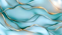 Abstract turquoise waves with golden edges flowing in elegant curves creating luxurious modern art background for interior design and digital projects.