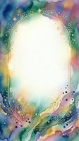 Watercolor frame with ornamental gold flourishes, stars, and celestial elements on multicolored gradient background. Isolated design ready for invitations, greeting cards, posters, and social media graphics.
