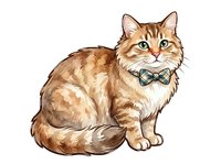 Stylish tabby cat wearing a bow tie, isolated on white background, perfect for pet-related designs, greeting cards, and children's illustrations.
