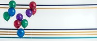 Colorful balloons on striped background for party celebrations and festive events with copy space for text and design elements.