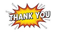 Comic book style thank you burst with red and yellow explosion design isolated on white background for greeting cards and appreciation messages.