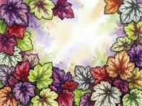 Watercolor painted dahlia flowers in vibrant purple, red, yellow and green tones arranged on soft cream background. Artistic botanical illustration suitable for greeting cards, wallpaper and fabric design projects.