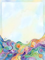 Colorful abstract wavy border with flowing organic shapes and vibrant rainbow hues, isolated on white background, ready for design projects, invitations, and creative layouts.