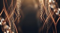 Elegant golden light trails and sparkling particles create luxurious abstract background with warm bokeh effects for premium design projects.