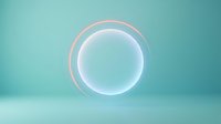 Glowing neon circle with soft light effect on turquoise background, suitable for modern design, tech presentations, and digital graphics.