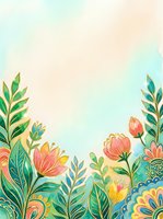 Watercolor floral border with pink flowers, green leaves, and gold outlines on a soft pastel background, perfect for cards and invitations.