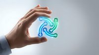 Businessman hands protecting glowing stomach organ icon representing digestive health care and medical protection concept on gray background.