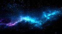 Cosmic nebula with bright blue and purple gas clouds scattered across starry night sky creating mystical space atmosphere for astronomy projects.